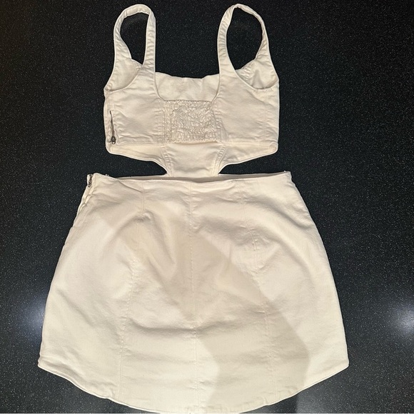 Zara White Cutout Mini Denim Corset Dress - Picture 6 of 7